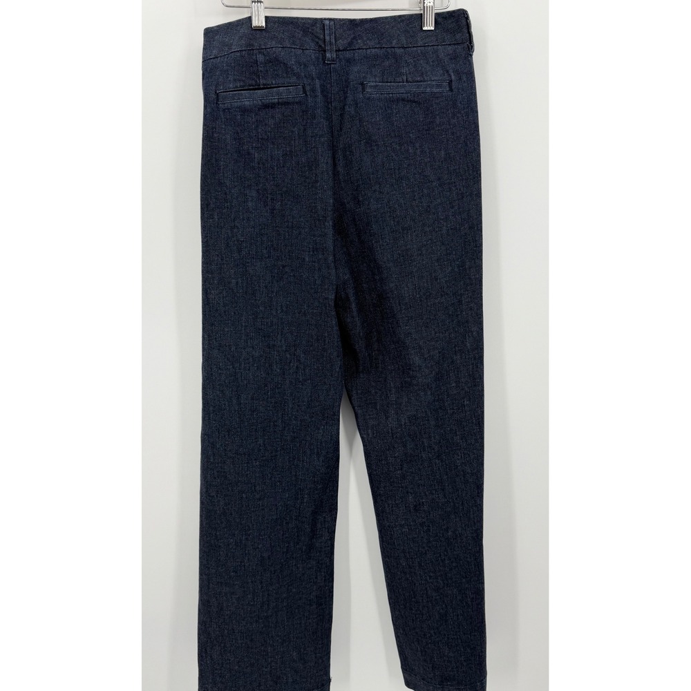 L.L.Bean Trousers Womens 12 Tall Blue Denim Straight Leg Stretch Wide Leg - Picture 5 of 10